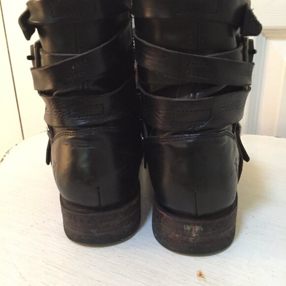 Frye Women’s Veronica Strappy Black Leather Moto Boot Size US 7.5 - Picture 7 of 16